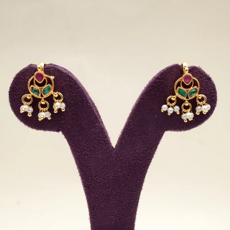 Premium Pachi Kundan Flower Bud Koppu Earrings